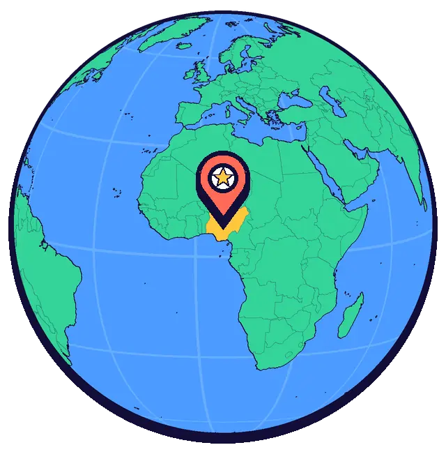 Abuja marked on a globe