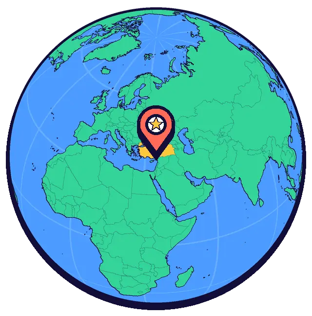 Adana marked on a globe