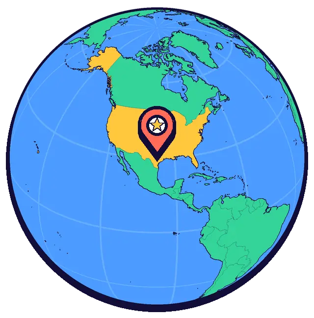 Ubicación de Austin en un globo
