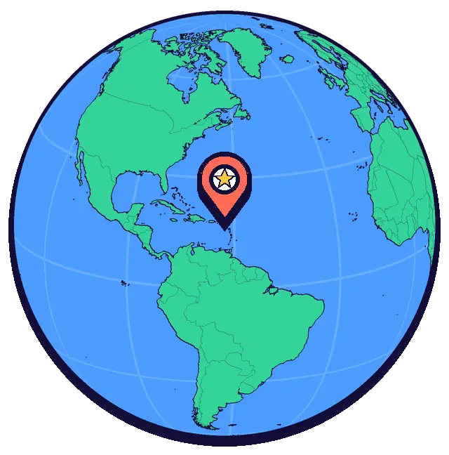 Basseterre marked on a globe