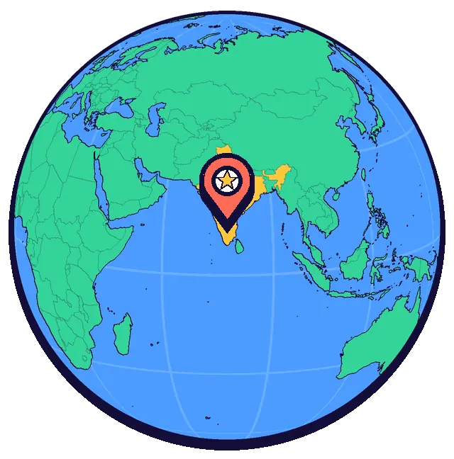 Bengaluru marked on a globe