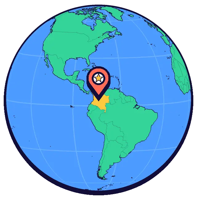 Ubicación de Bogotá en un globo