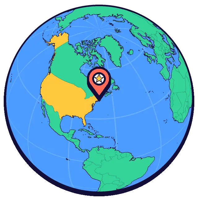 Boston marked on a globe