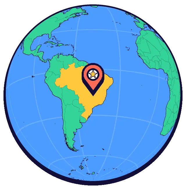Ubicación de Brasilia en un globo