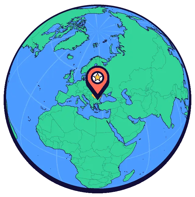 Bucharest marked on a globe