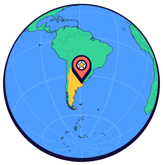 Buenos Aires marked on a globe