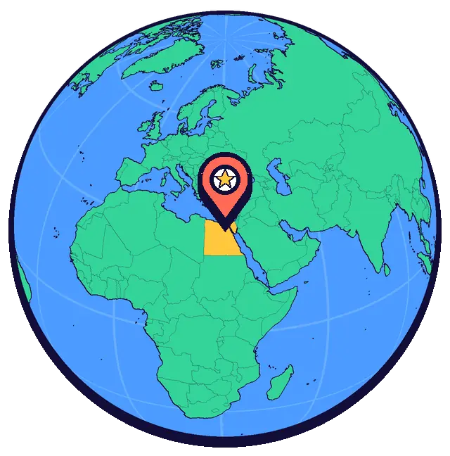 Cairo marked on a globe