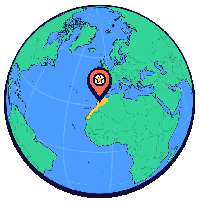 Ubicación de Casablanca en un globo