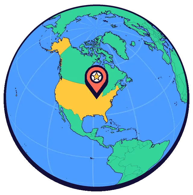 Chicago marked on a globe