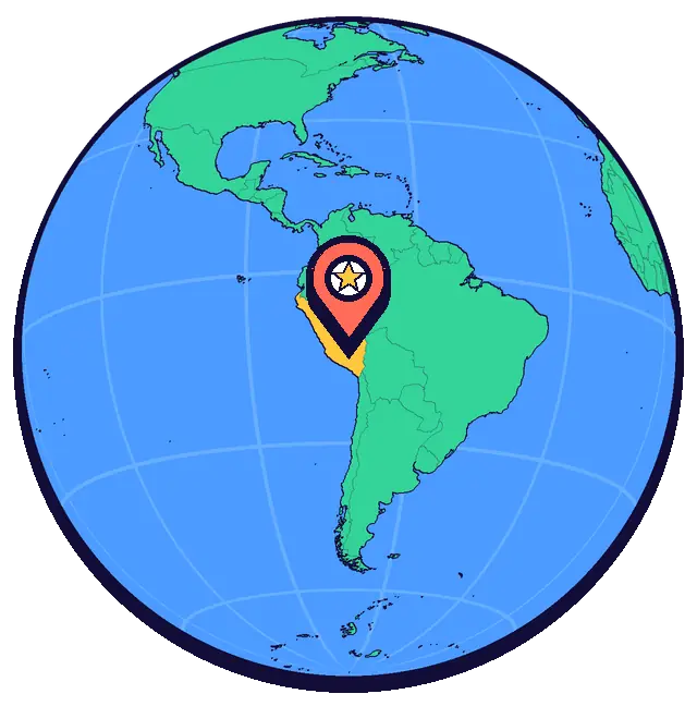 Cusco marked on a globe
