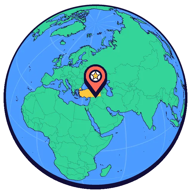 Diyarbakır marked on a globe