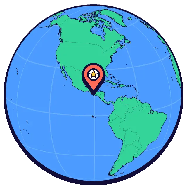 Guatemala City marked on a globe