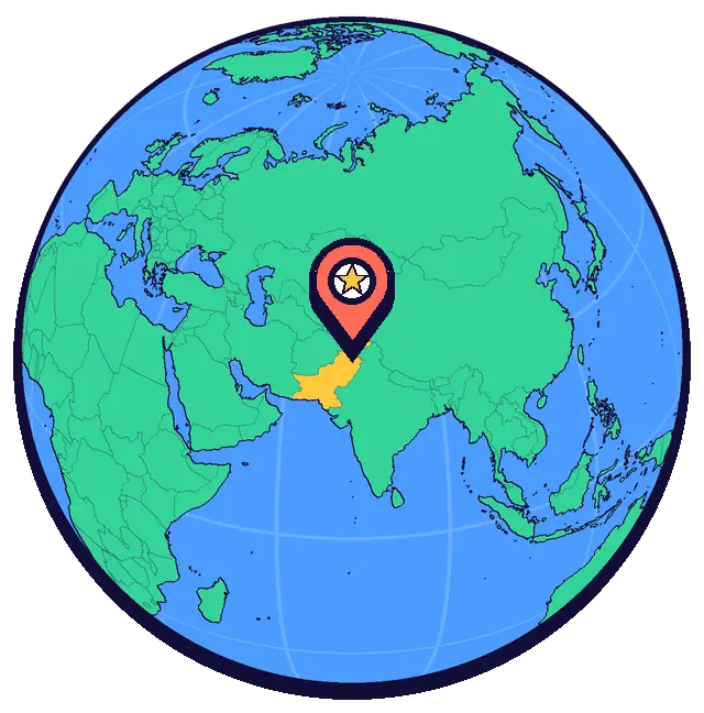 Ubicación de Islamabad en un globo