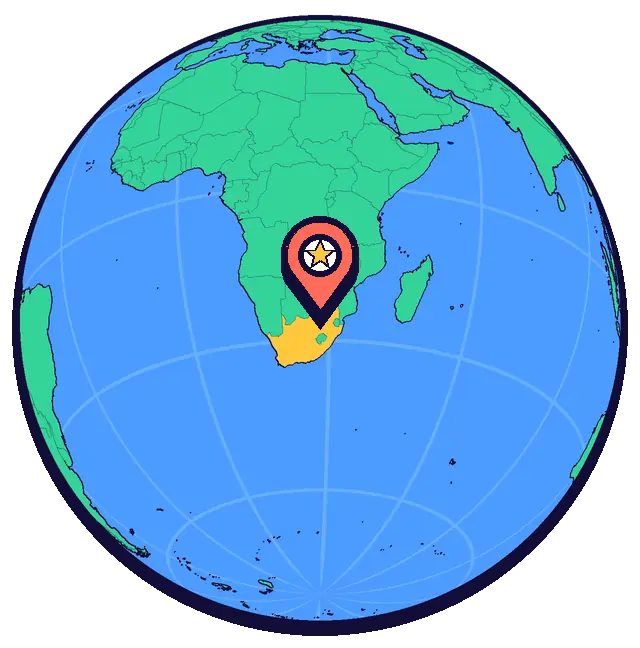 Глобус із позначкою: Йоганнесбург