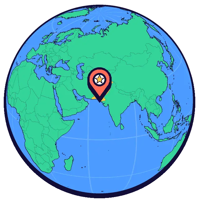 Ubicación de Karachi en un globo