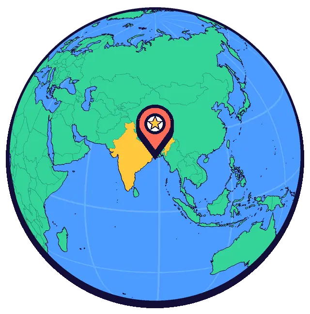 Kolkata marked on a globe