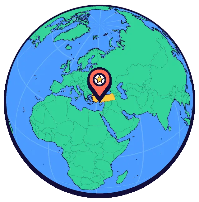 Konya marked on a globe
