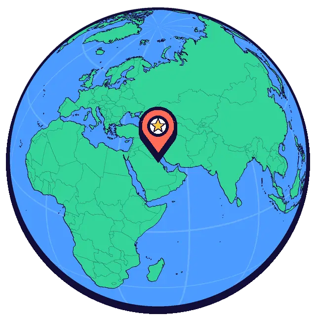 Kuwait City marked on a globe