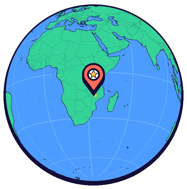 Lilongwe marked on a globe