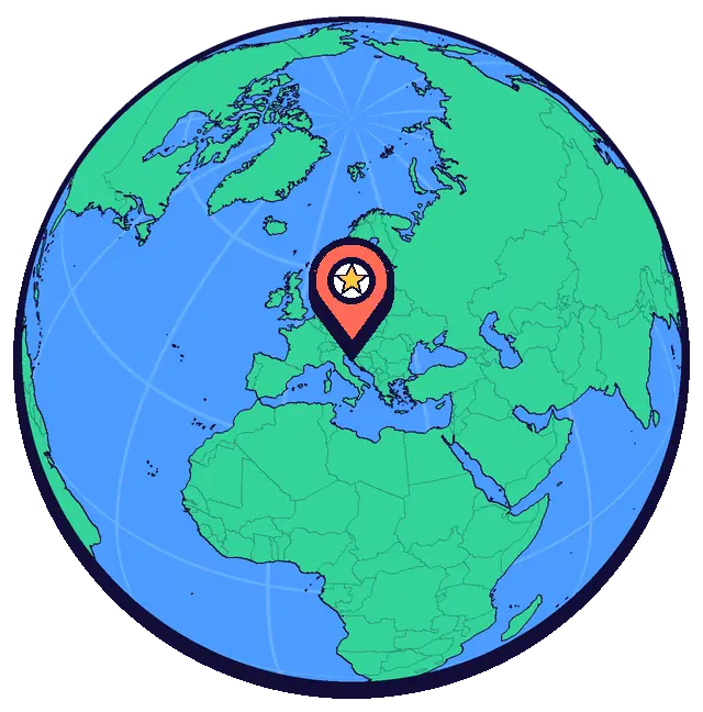 Ljubljana marked on a globe