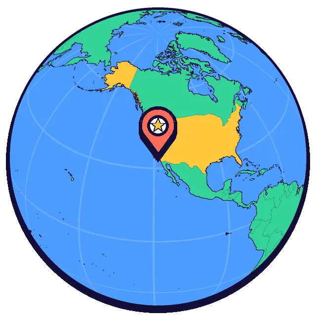 Los Angeles marked on a globe