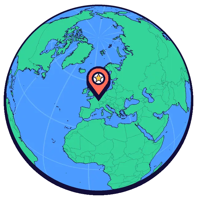 Luxembourg marked on a globe
