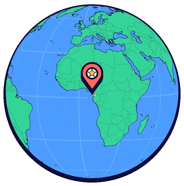 Malabo marked on a globe