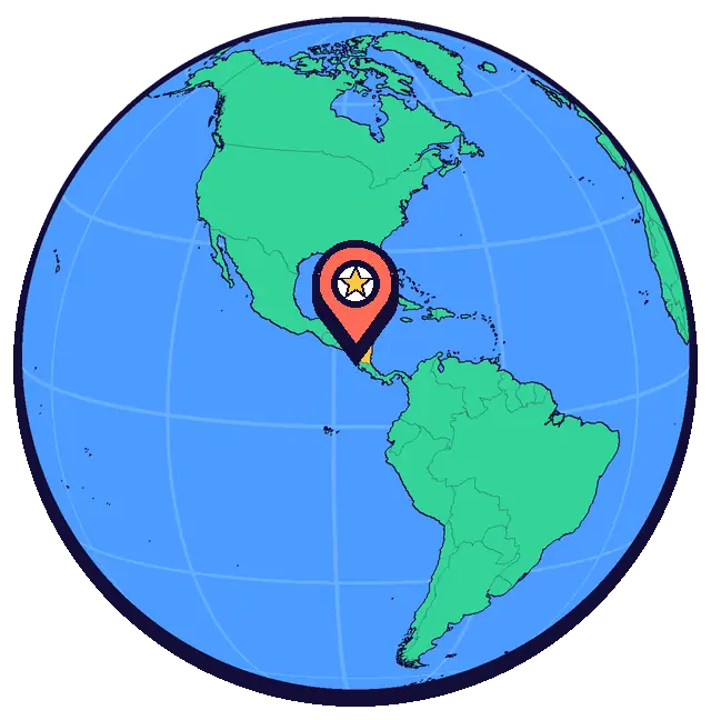 Managua marked on a globe