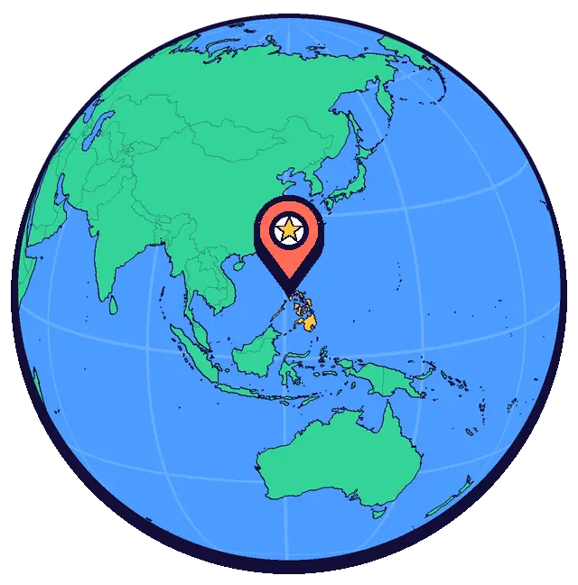 Ubicación de Manila en un globo