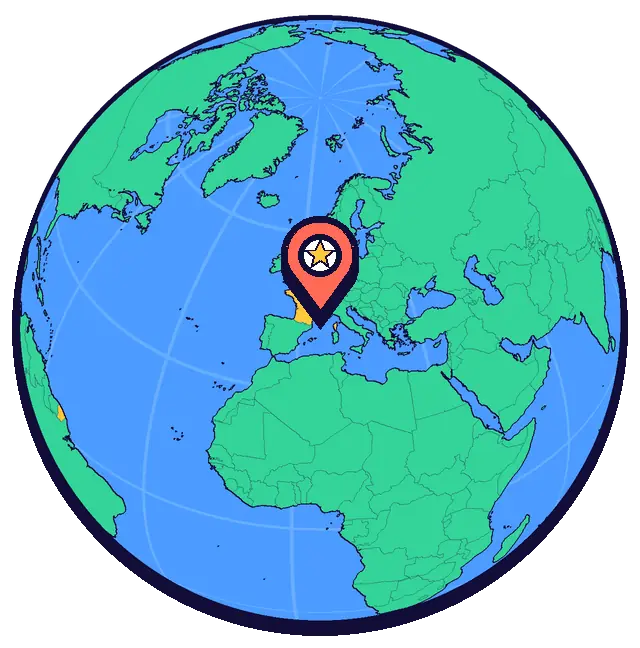 Marseille marked on a globe