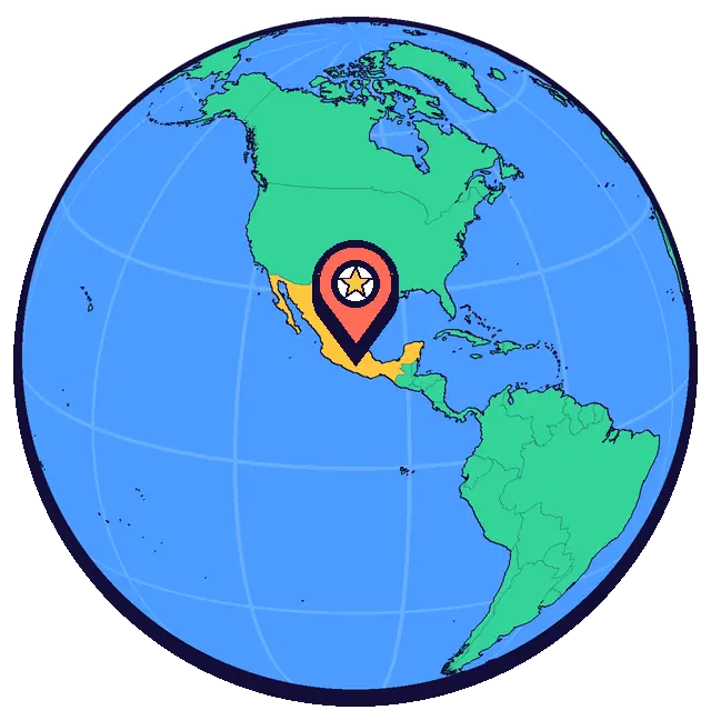 Ubicación de Ciudad de México en un globo