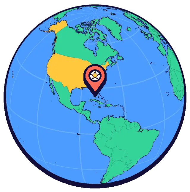 Miami marked on a globe