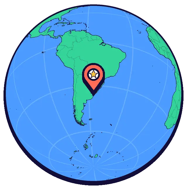 Ubicación de Montevideo en un globo