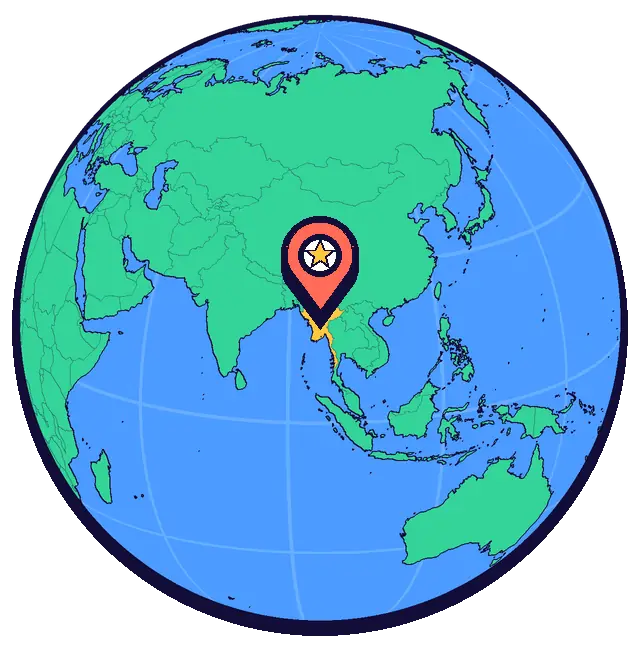 Naypyidaw marked on a globe