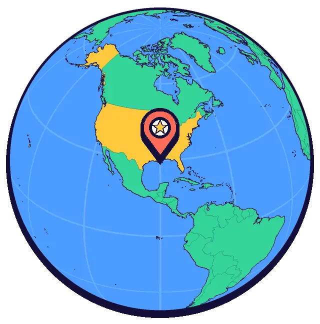 New Orleans marked on a globe