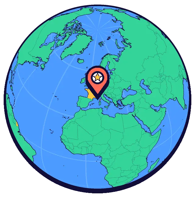 Nice marked on a globe