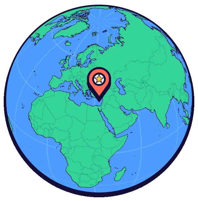 Nicosia marked on a globe