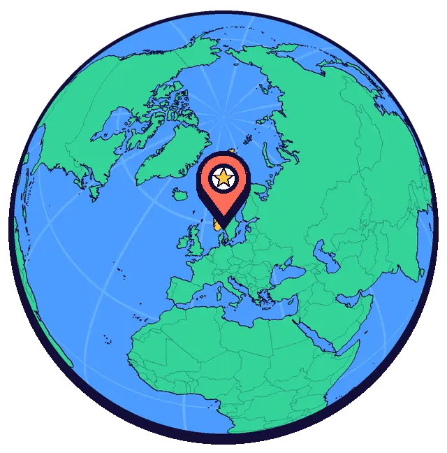 Ubicación de Oslo en un globo