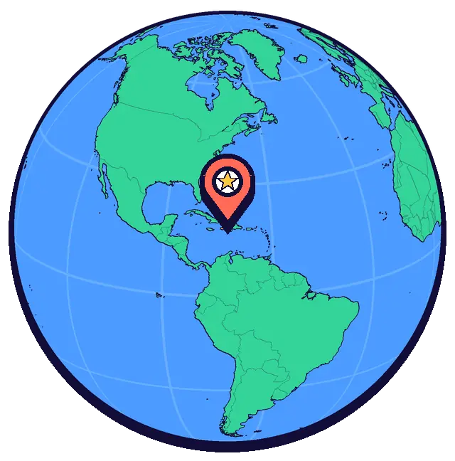 Port-au-Prince marked on a globe