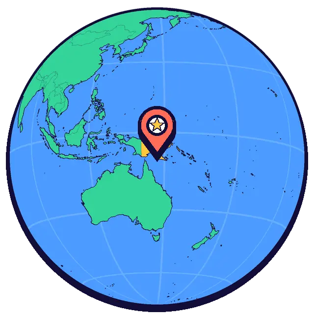 Port Moresby marked on a globe