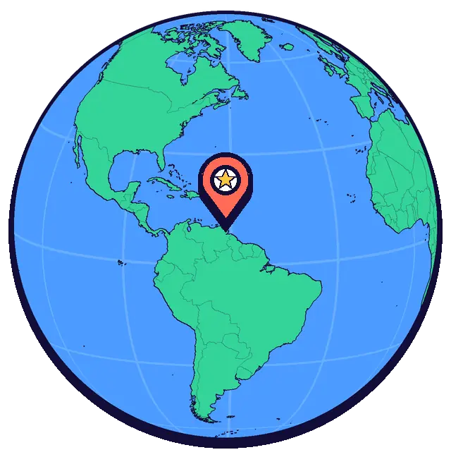 Port of Spain marked on a globe
