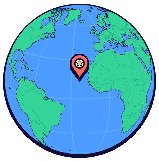 Praia marked on a globe