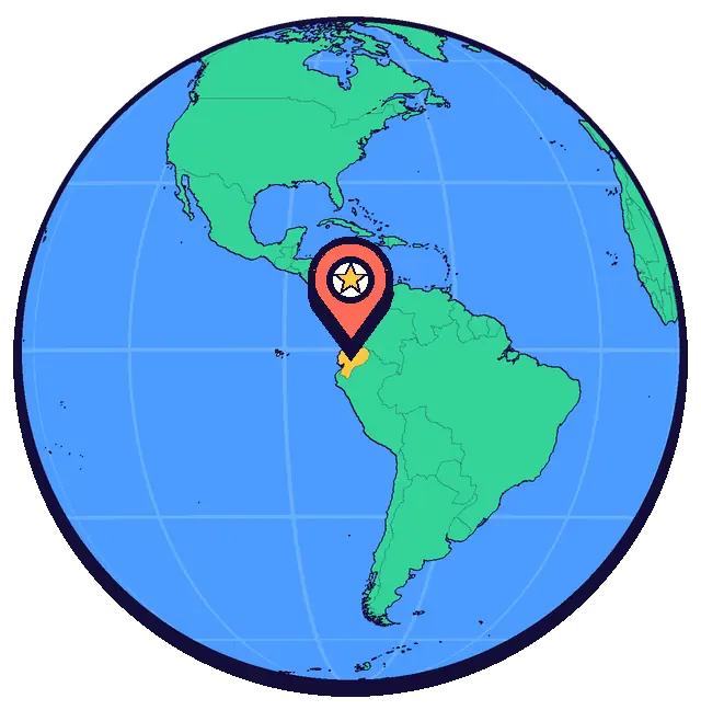 Ubicación de Quito en un globo