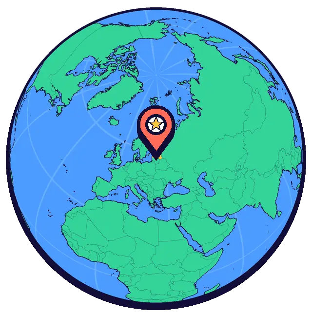 Riga marked on a globe