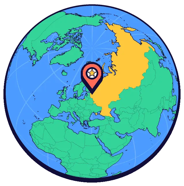 Ubicación de San Petersburgo en un globo