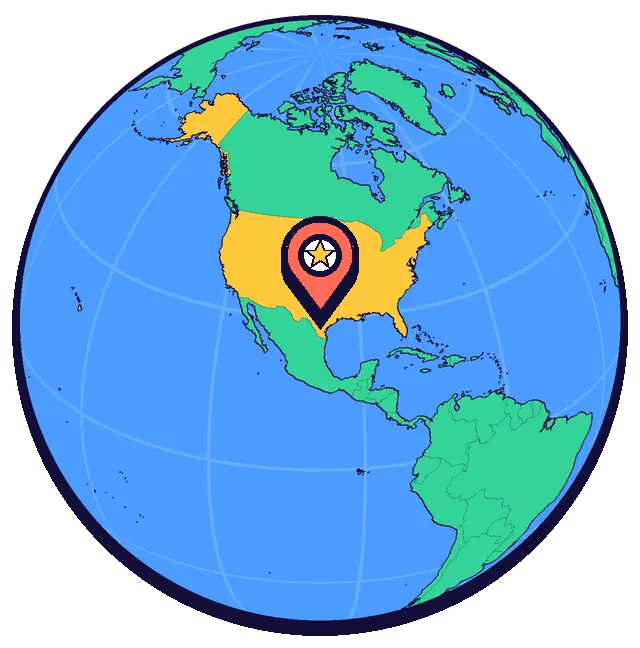 San Antonio marked on a globe