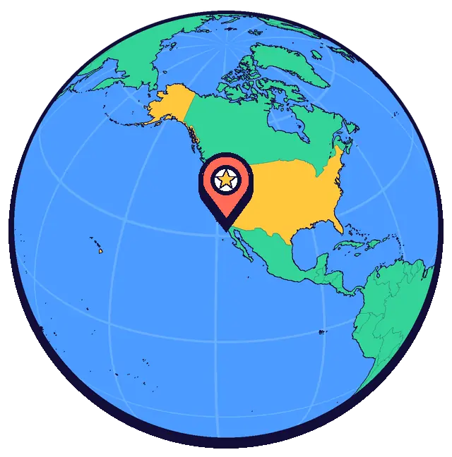 San Diego marked on a globe