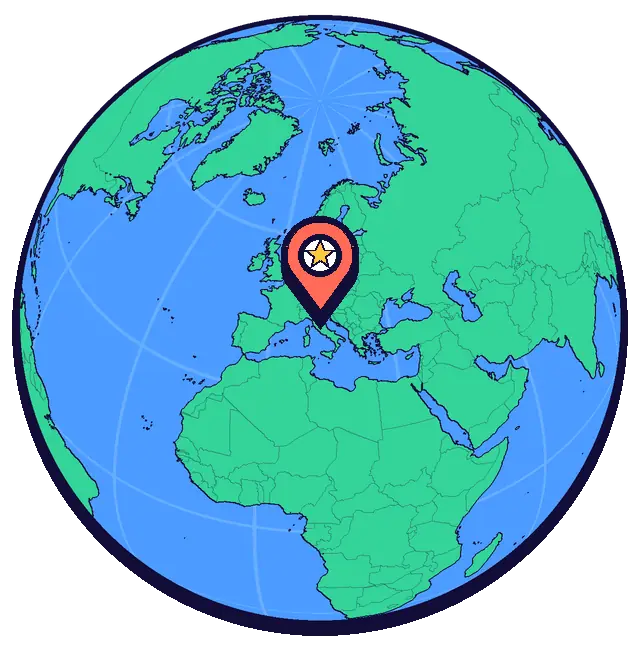 San Marino marked on a globe