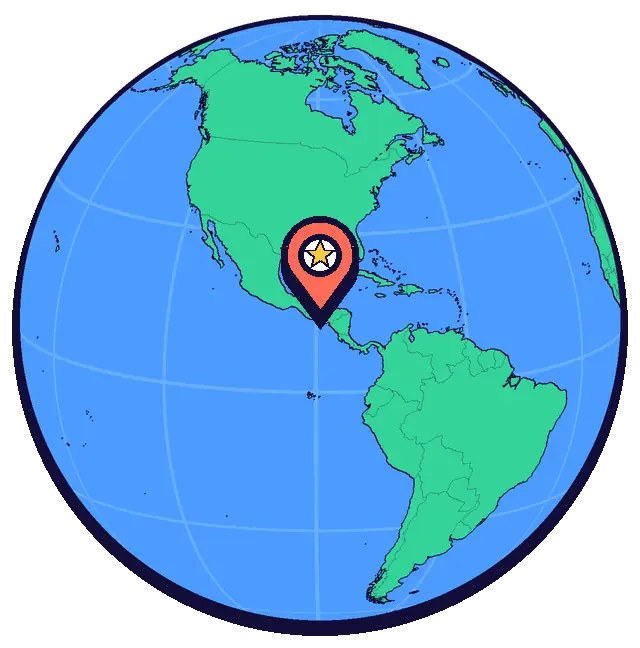San Salvador marked on a globe