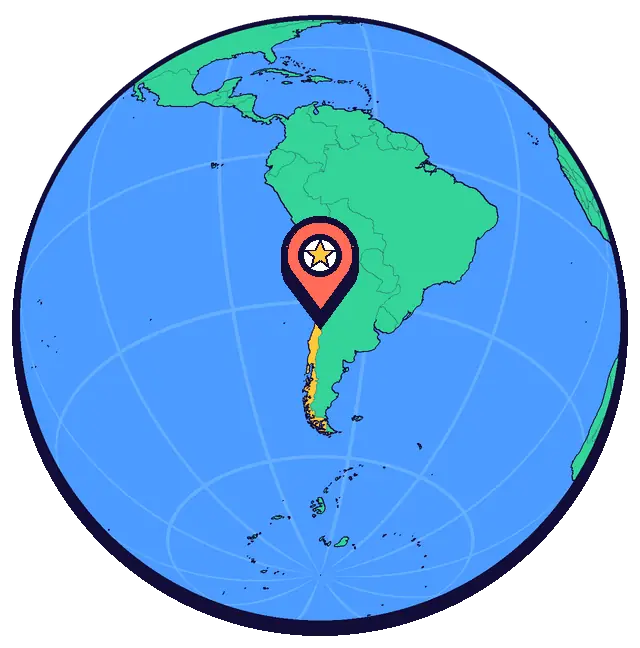Santiago marked on a globe